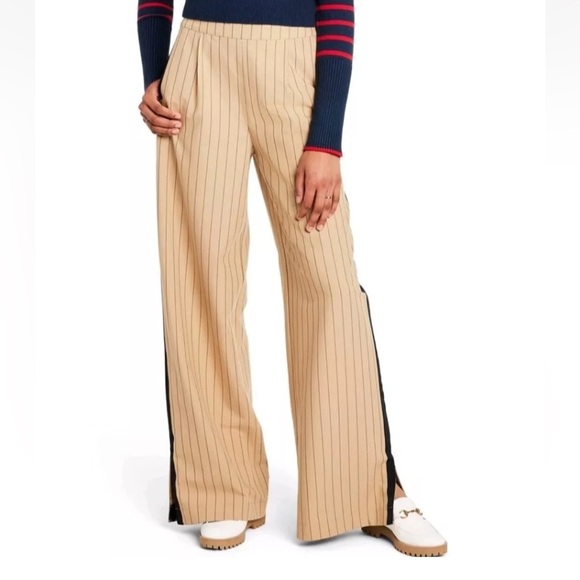 La Ligne x Target Side Stripe Tan & Black Wide‎ Leg Trouser Pants Sz 1X Plus - Picture 1 of 15